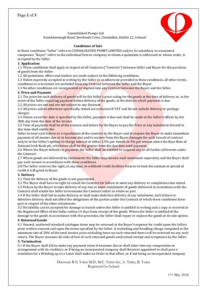 thumbnail of Consolidated Pumps Ltd Terms & Conditions 2026